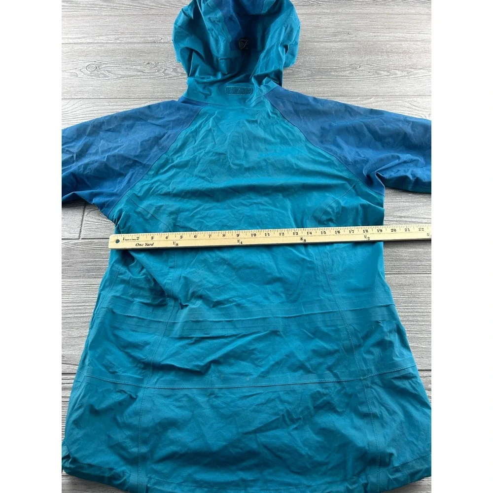 RAB Downpour Eco Womens Blue Waterproof Windbreaker Jacket Hooded Size Large